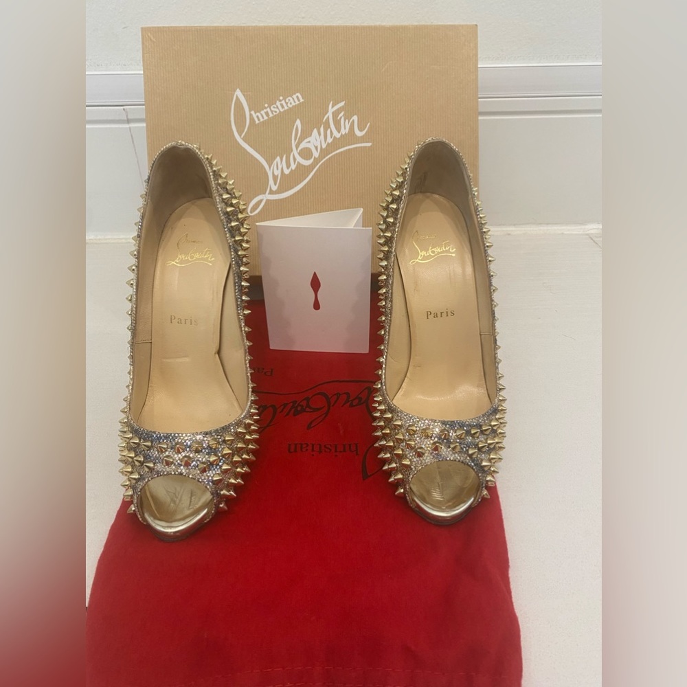 Christian Louboutin Flo Spikes 120 Gold Glitter Sirene/Specc